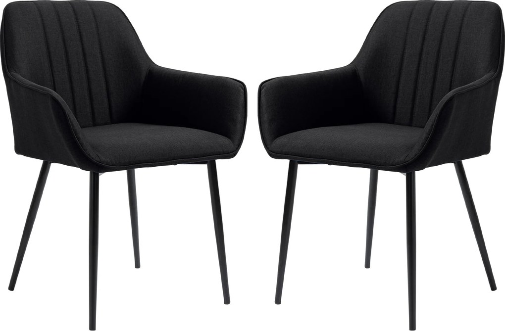 HOMCOM Scaune de Sufragerie Scaune pentru Vizitatori Design scandinav - Set de 2 scaune - Picioare metalice subțiate negre | Aosom Romania