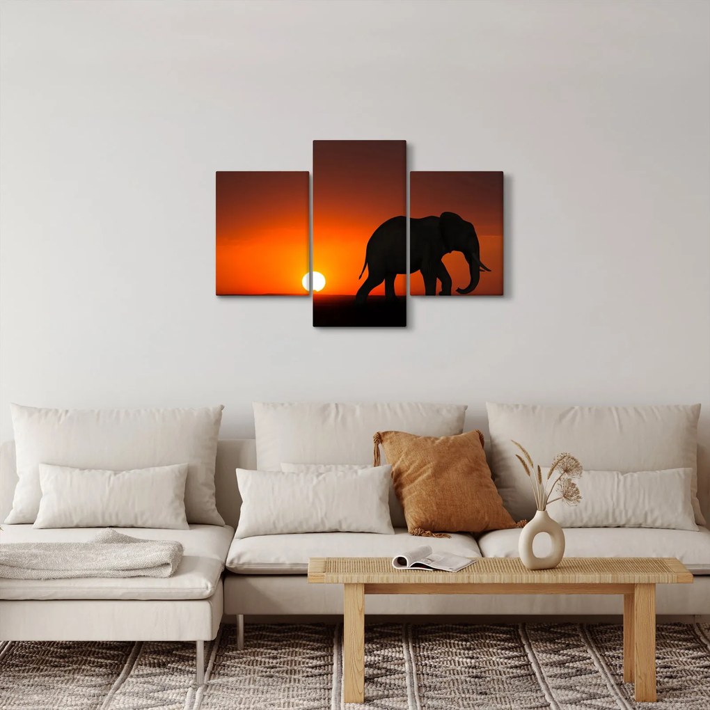 Tablou cu elefant în apus de soare (90x60 cm)