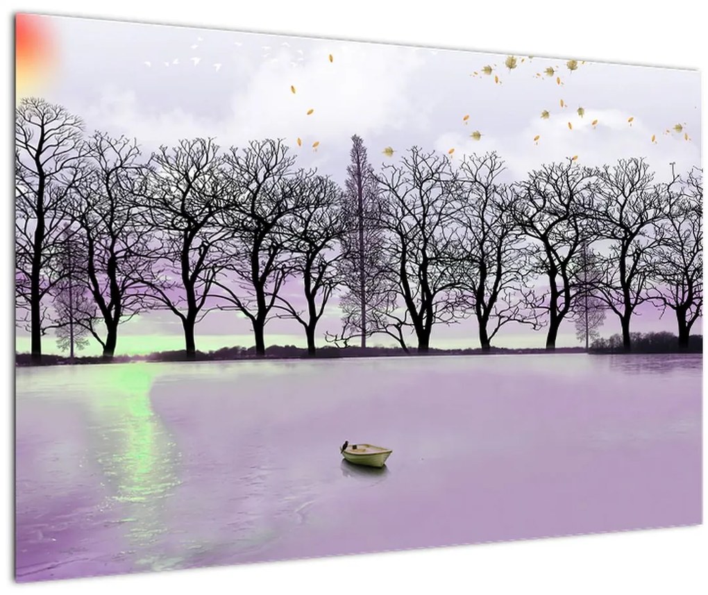 Tablou - Barcă pe lac (90x60 cm)