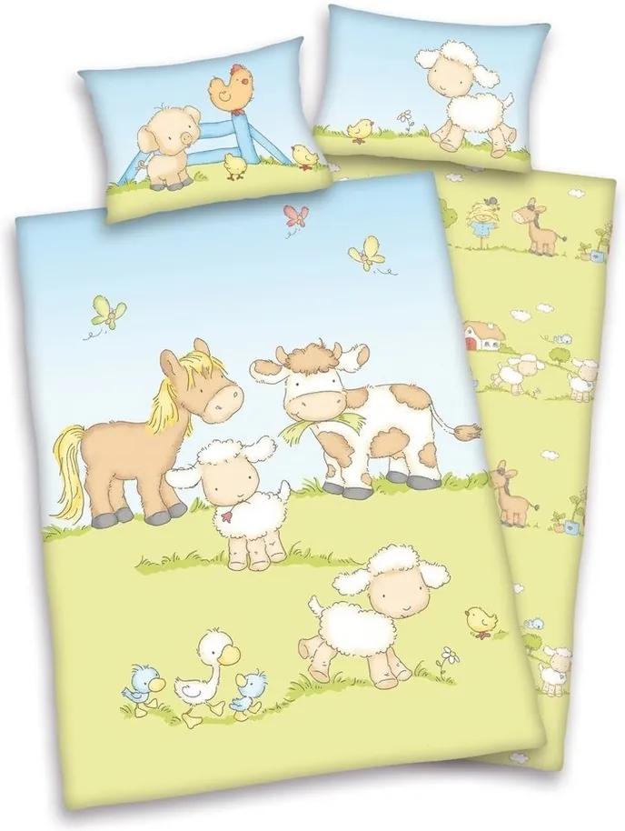 Lenjerie de pat pentru copii Jana Fermă, 135 x 100 cm, 40 x 60 cm