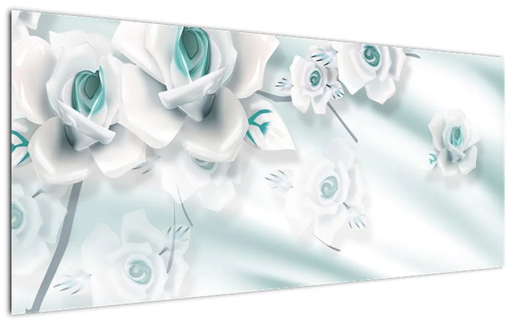 Tablou - Flori de trandafir turcoaz (120x50 cm)