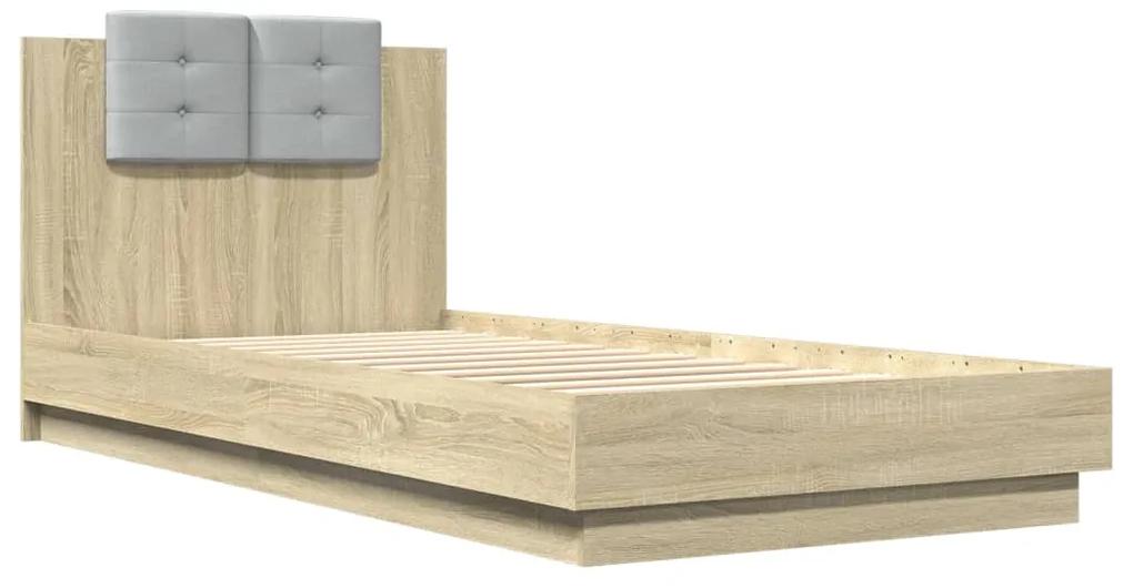 3209935 vidaXL Cadru de pat cu tăblie stejar sonoma 100x200 cm lemn prelucrat