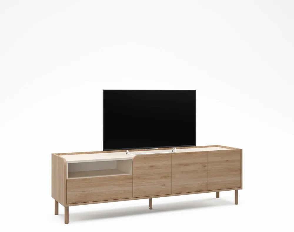 Comodă TV în culoare naturală cu aspect de lemn de stejar 180x55,5x44 cm Monza – Marckeric