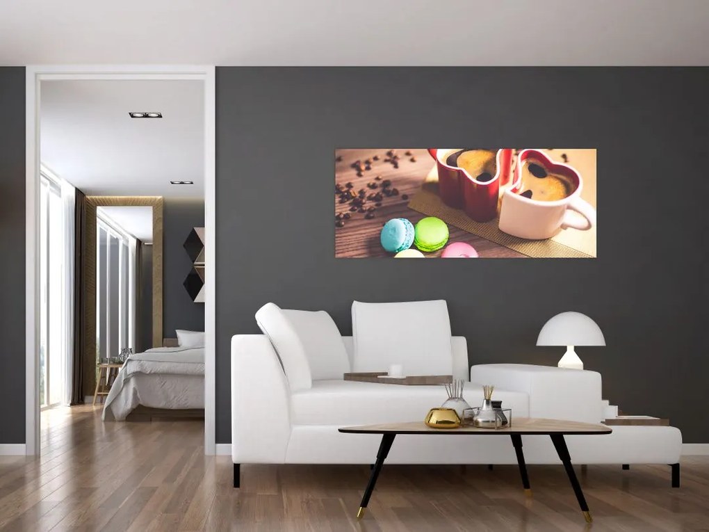 Tablou cu cafea și macarooni (120x50 cm)