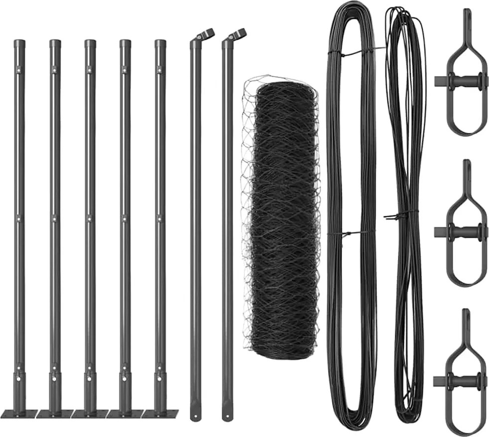 vidaXL Stâlp de gard. Gri 10 x 0,4 m (plasă de 50 mm) Oțel și PVC