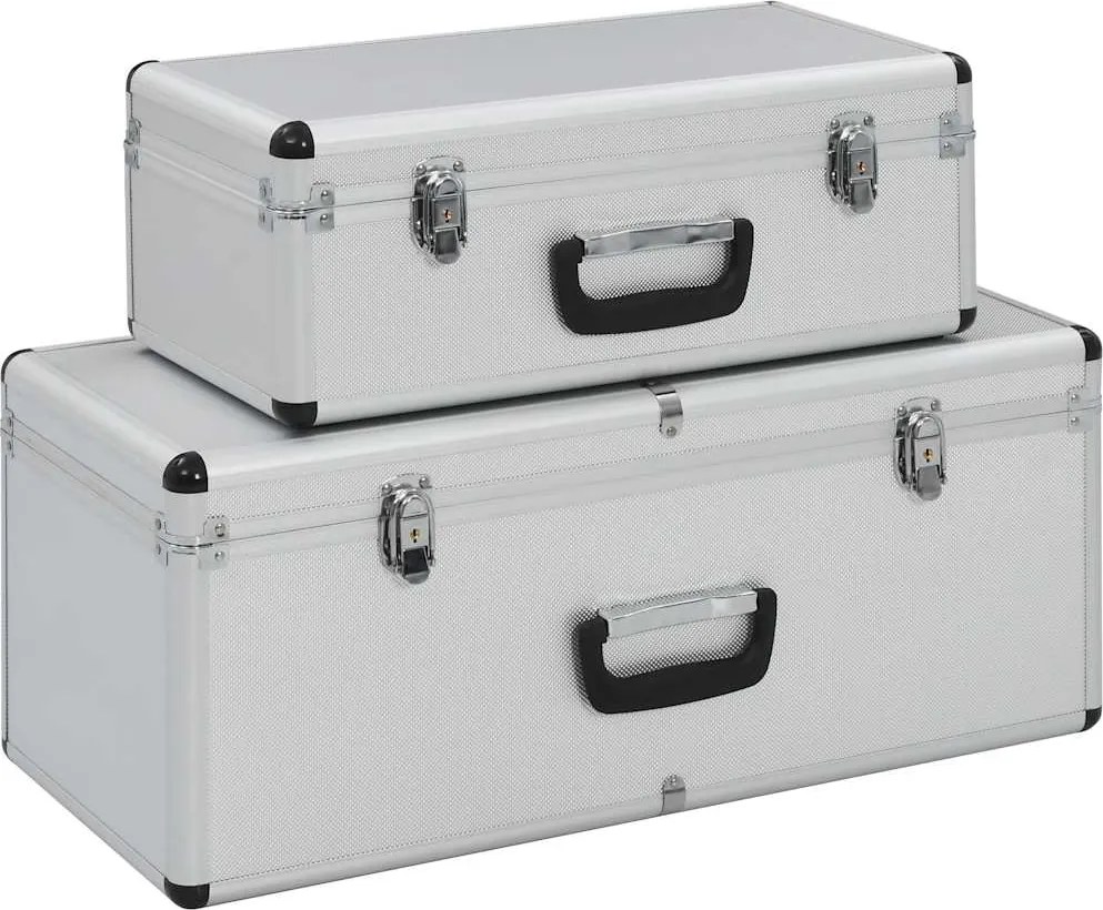 vidaXL Cutii de depozitare, 2 buc., argintiu, aluminiu