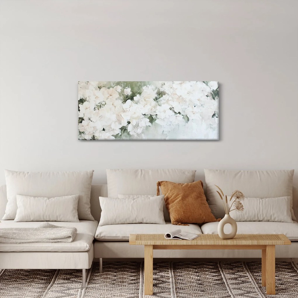 Tablou - Abstracție de Flori Albe (120x50 cm)