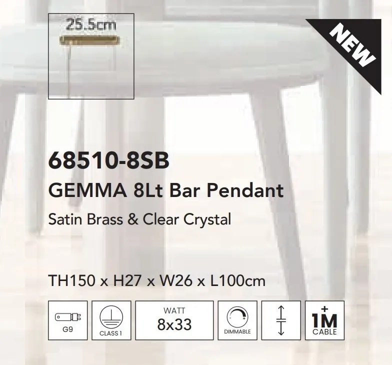 Lustra eleganta decorata cu cristale Gemma 8Lt