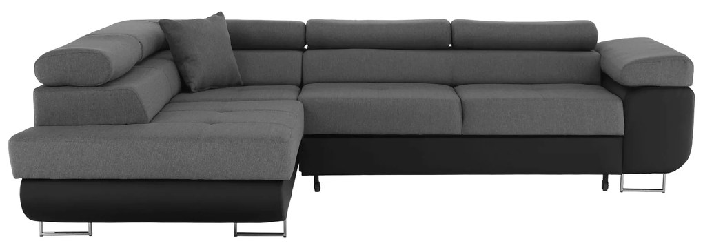 Coltar GELAN NEW negru/gri stanga, 275x202x70/90 cm