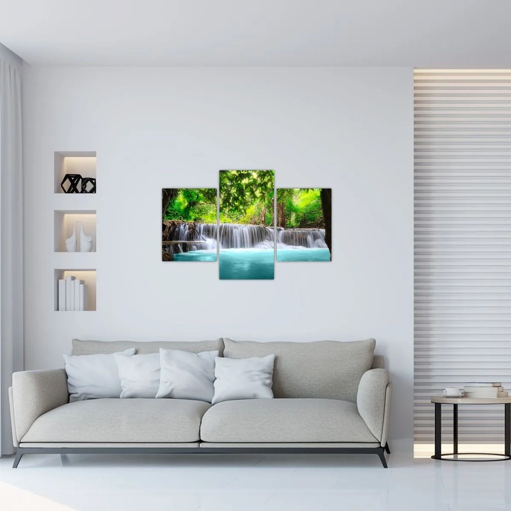 Tablou - Cascadă, turcoaz (90x60 cm)