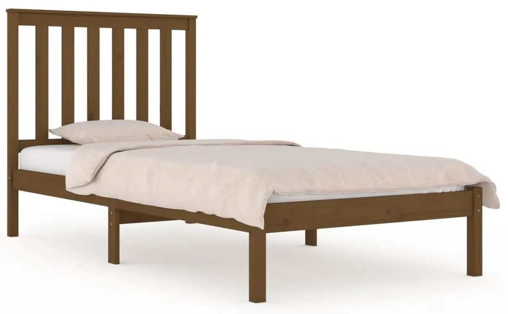 3103806 vidaXL Cadru de pat mic single, maro miere, 75x190 cm, lemn masiv pin