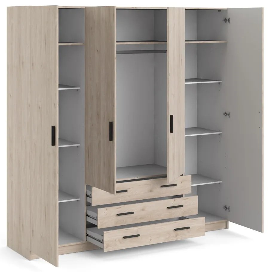 Șifonier în culoare naturală cu aspect de lemn de stejar 196x200 cm Sprint – Tvilum