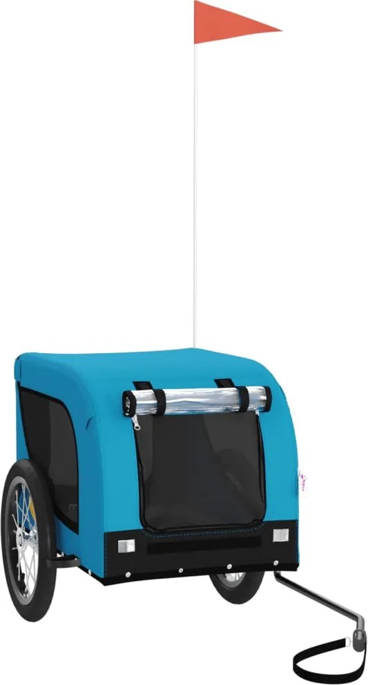 vidaXL Remorcă bicicletă animale companie, albastru/negru, oxford/fier