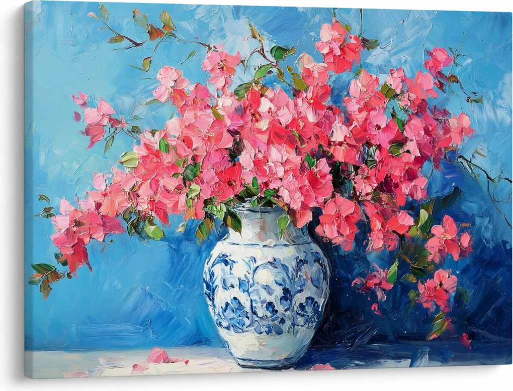Tablou - Vază cu flori roz (70x50 cm)