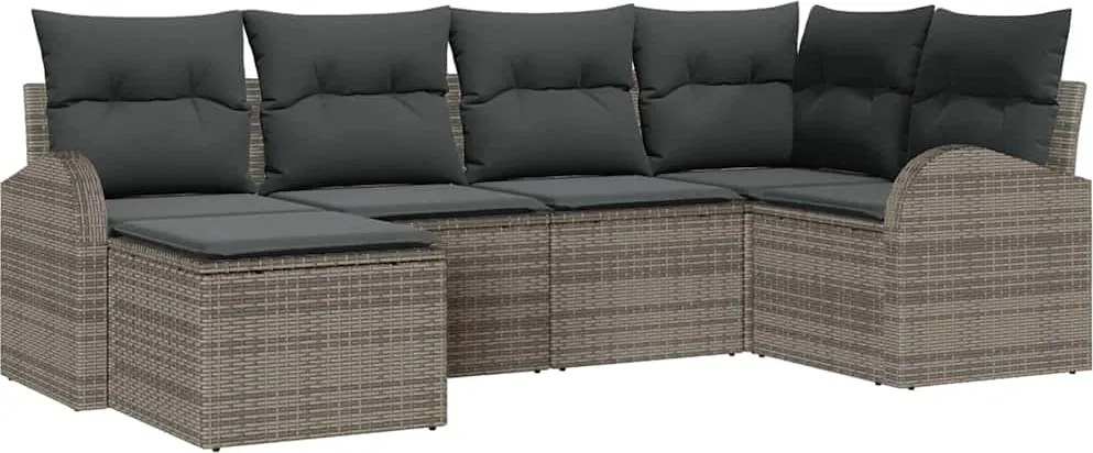 vidaXL Set de canapele pentru grădină 6 pcs Gri poliratan