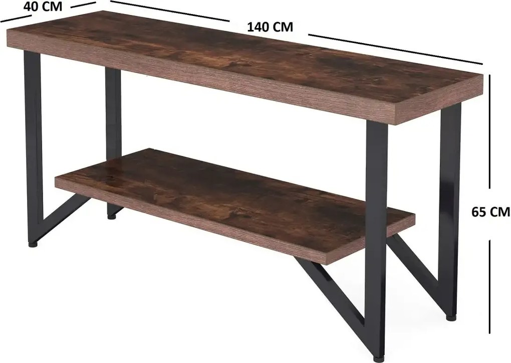 Comoda tv cu picioare metal Homs 140 cm, nuc-negru,30403