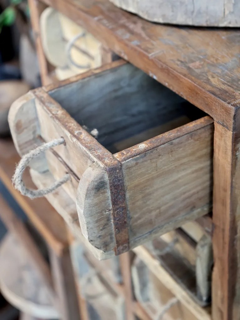Comoda vintage din lemn reciclat, cu 18 sertare, Grimaud