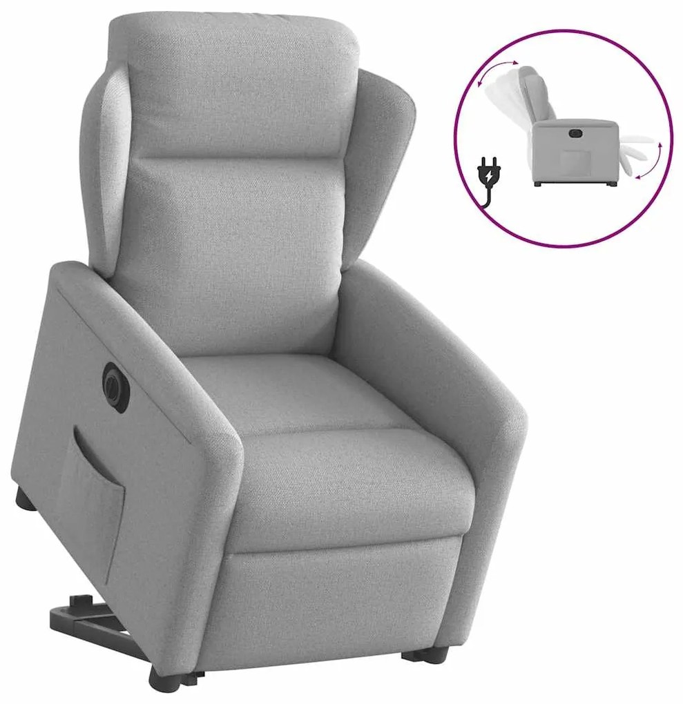 vidaXL Scaun reclinabil electric, țesătură gri nor