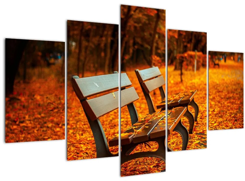 Tablou cu banca toamna (150x105 cm)