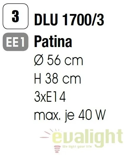 Candelabru stil clasic cu 3 brate Maja DLU 1700/3 Patina OR
