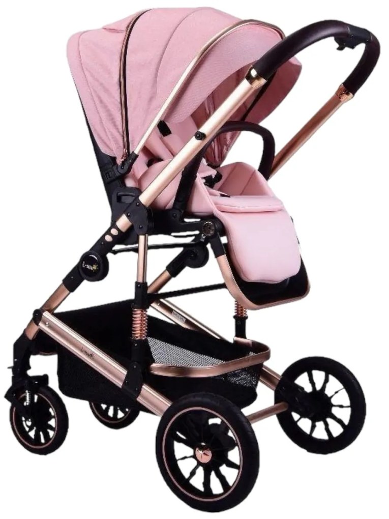 Carucior 2 in 1 reversibil si pliabil cu geanta inclusa, 0-36 luni, Roz - CPC-64-roz