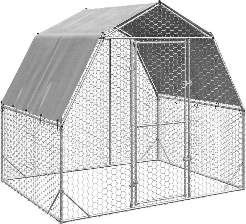 vidaXL Pui de găină cu acoperiș 2,5x2x2,25 m oțel galvanizat