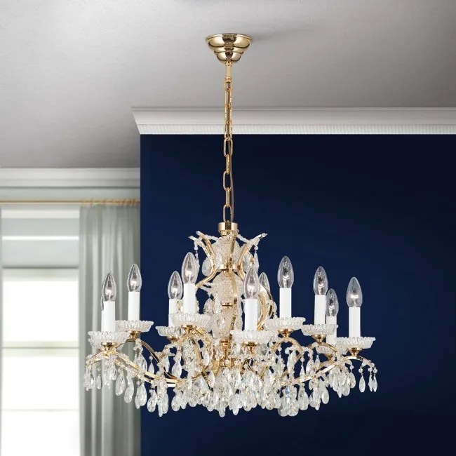 Candelabru de lux cristal Scholer Hirohito 6+6L 24K gold plated