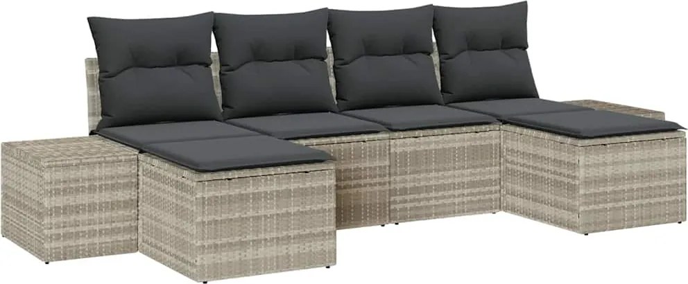 vidaXL Set de canapele pentru grădină 6 pcs Gri deschis poliratan