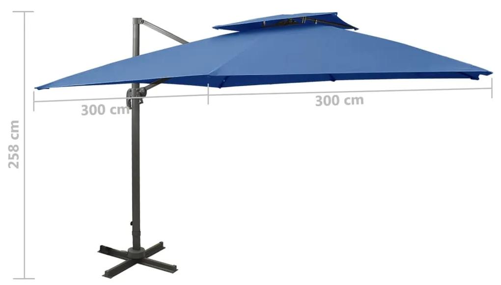 Umbrela suspendata cu invelis dublu, albastru azuriu, 300x300cm azure blue, 300 x 300 cm