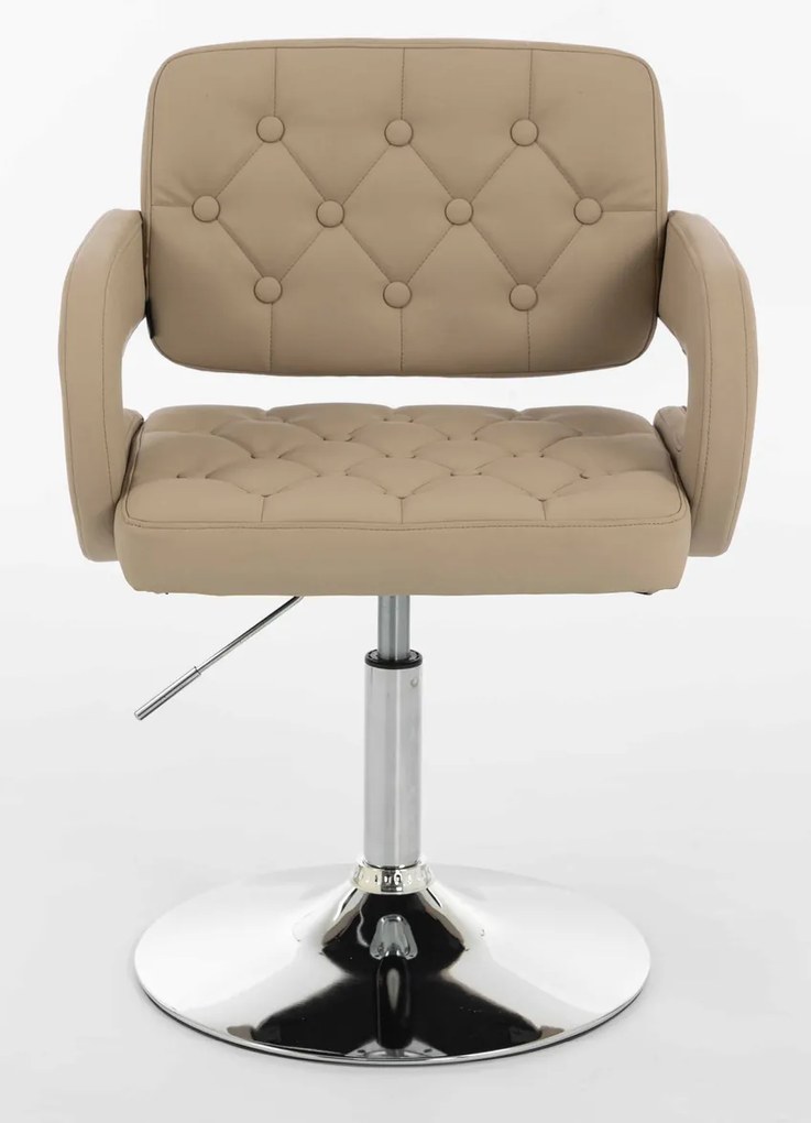 HR8403N Scaun Crem Piele Ecologica Premium Soft cu Bază Cromata