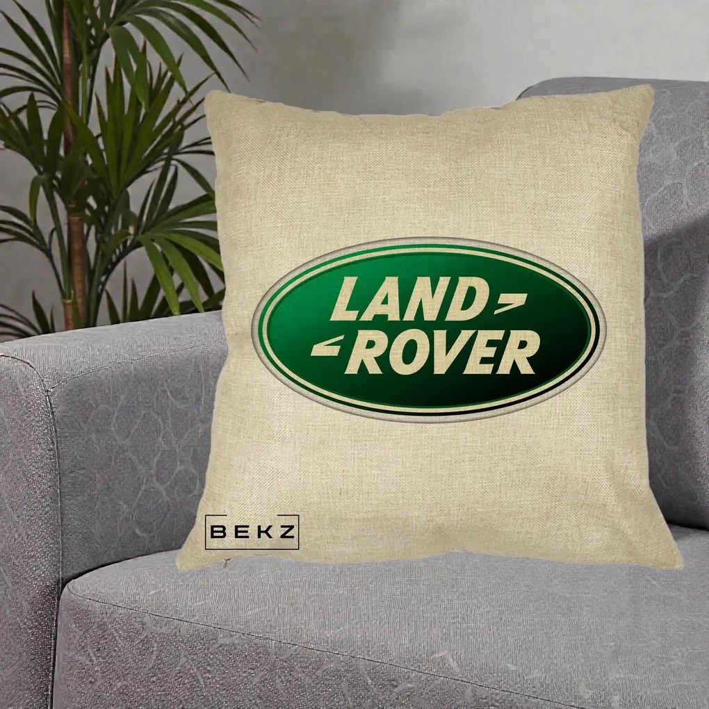 Perna Personalizata cu emblema Land Rover, 40x40 cm, Crem, Husa Detasabila, Perna Inclusa, BEKZ®