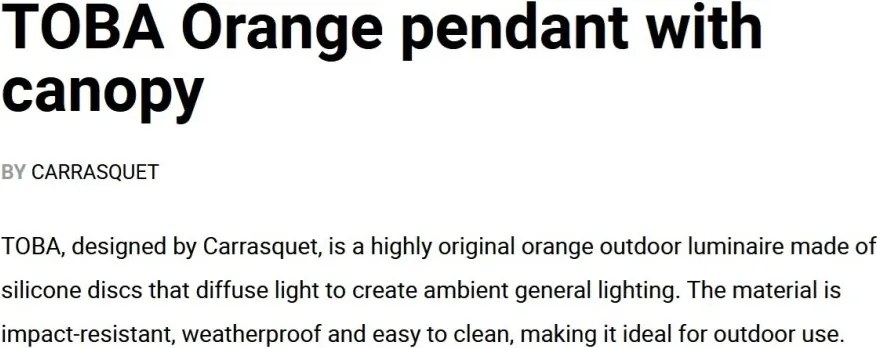 Pendul iluminat exterior din silicon IP65 TOBA orange