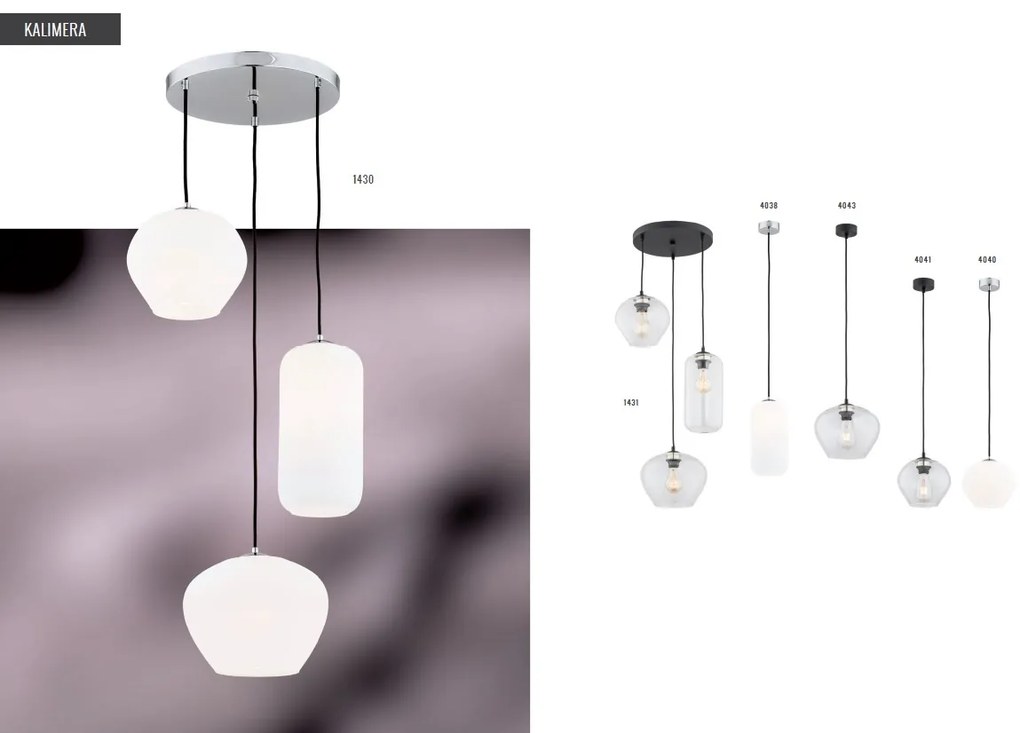 Pendul sticla design decorativ KALIMERA 24cm alb opal