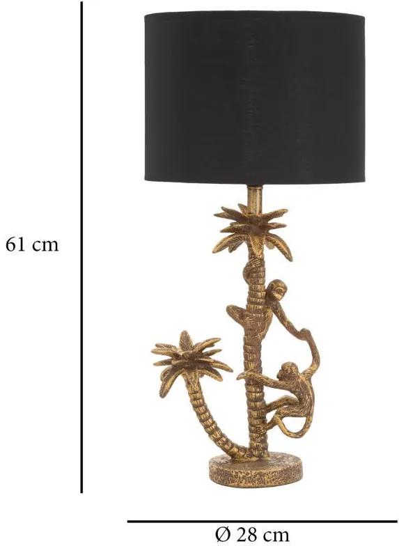 Veioza aurie/neagra din polirasina, Soclu E27 Max 40W, ∅ 28 cm, Palm Tree Mauro Ferretti
