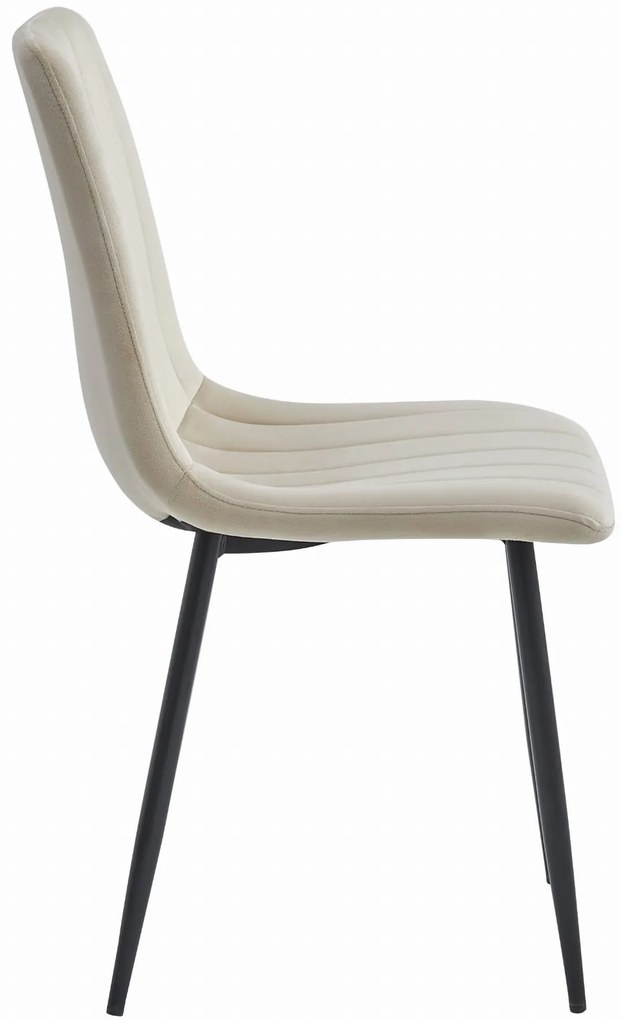 OFERTA Scaun de catifea bej LAVA cu picioare negre II. calitate