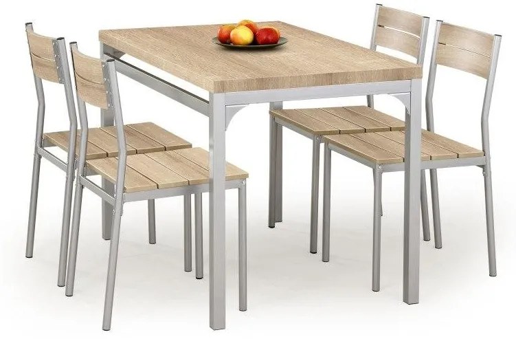 Set masa MDF + 4 scaune Malcolm stejar sonoma