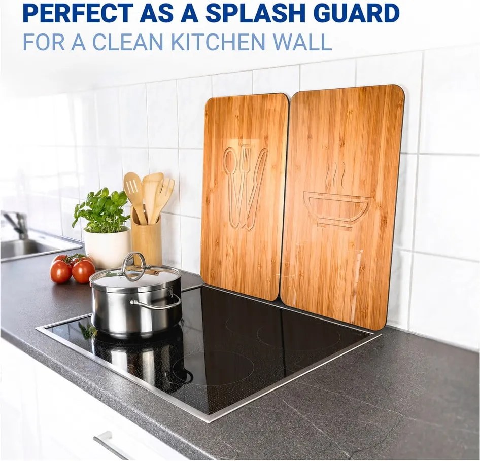 Set 2 protecții din sticlă pentru aragaz Wenko Lunch, 52 x 30 cm