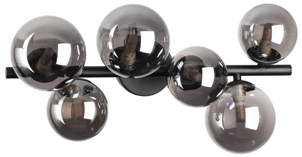 Ideal Lux - Lustră LED aplicată PERLAGE 6xG9/3W/230V 49 cm negru/fumuriu