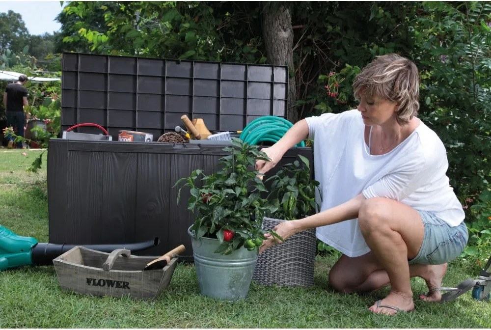 Cutie de depozitare pentru grădină gri închis Sherwood – Keter