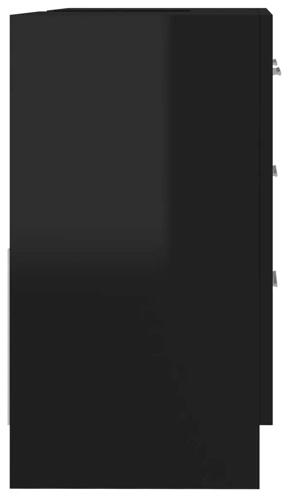 Masca de chiuveta, negru extralucios, 63 x 30 x 54 cm, PAL negru foarte lucios, 1