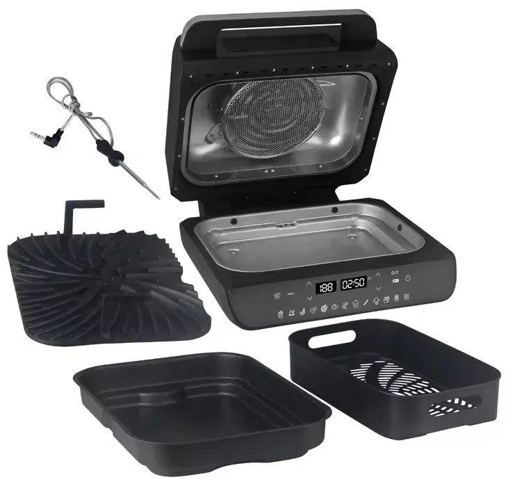 Resigilat: Friteuza Air Fryer & Grill 12in1 Oliver Voltz OV51015K, 1800W, 4 accesorii, Senzor inteligent, Timer, LED, Negru