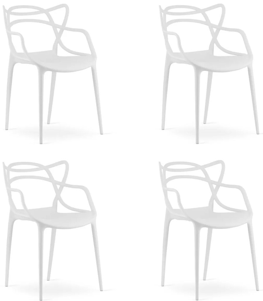 Set 4 bucati scaune din plastic KATO albe