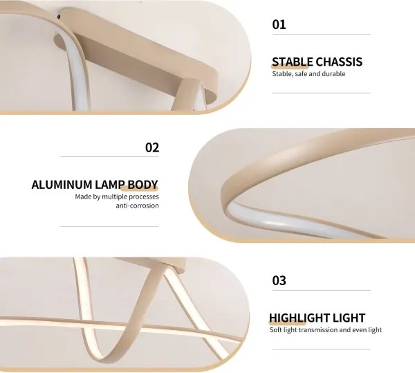 Brilagi-LED Lustră aplicată dimmabilă TWISTER LED/60W/230V 3000-6000K bej+telecomandă