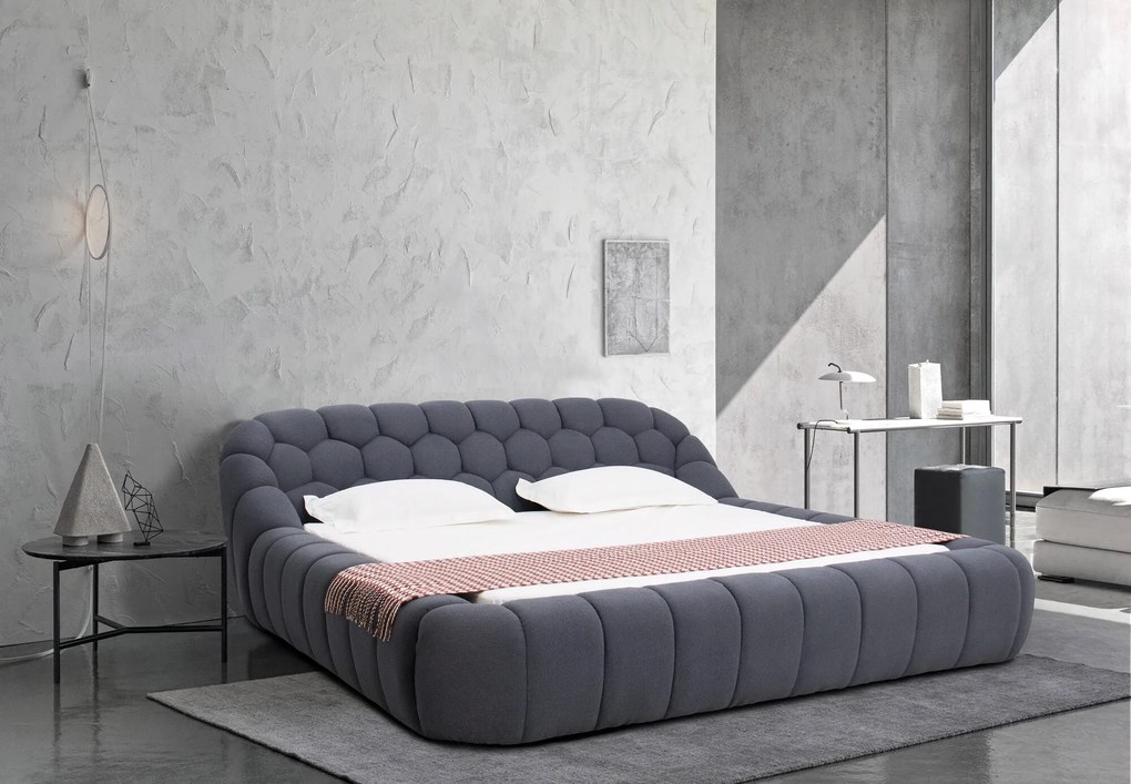 Pat dormitor dumonde, tapitat bej, Bubble 180x200 cm