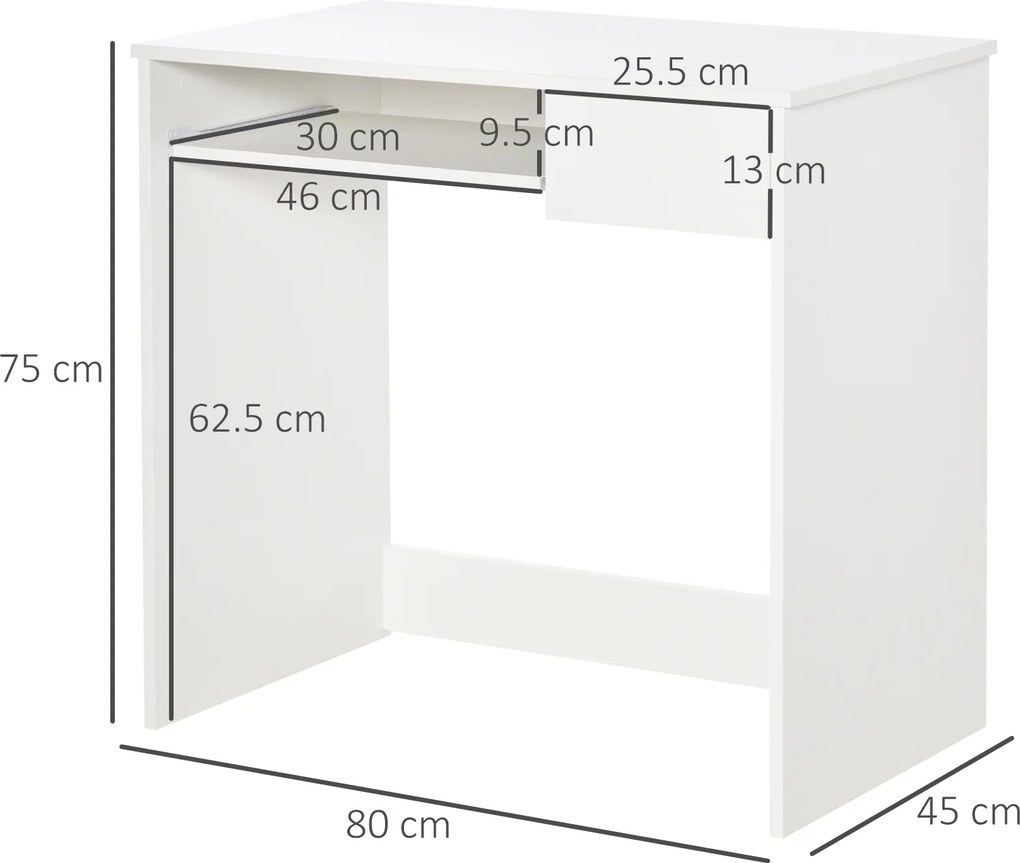 Homcom Birou PC Alb & Stejar 80×45×75 cm – Ideal Dormitor sau Acasa | Aosom Romania