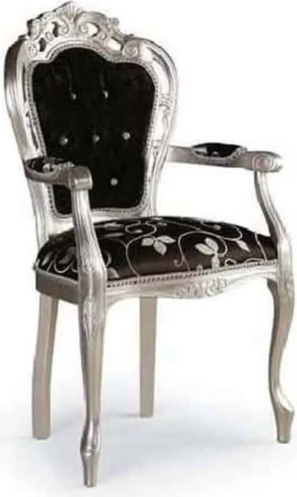 Scaun lemn masiv clasic Imperial cu Spătar Tapițat și Brațe, 59 × 58 × 102 cm - Nuc