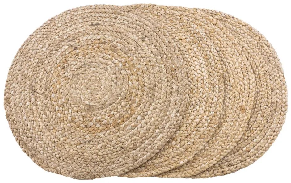 Saltea de masă Bombay, iută împletită, naturală, rotundă 38 cm 4 bucăți