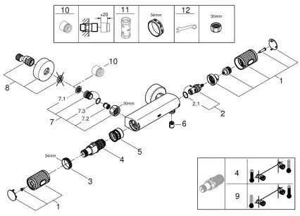 GROHE 34790000 - Baterie termostatică de duș PRECISION FEEL DN 15, cromat