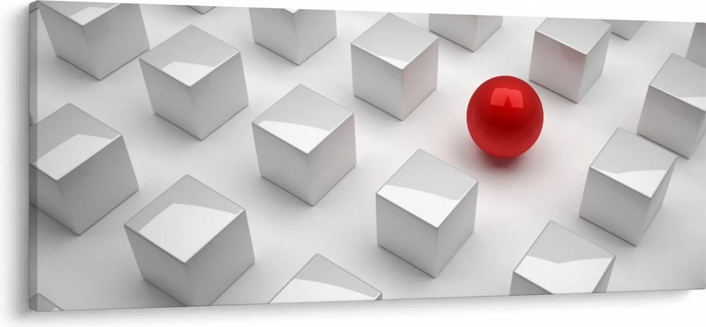 Tablou cu abstracție - cub cu bilă (120x50 cm)