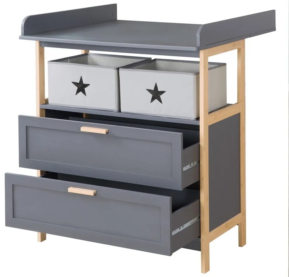 Comodă de copii gri antracit joasă 87x75 cm Berlin – Roba